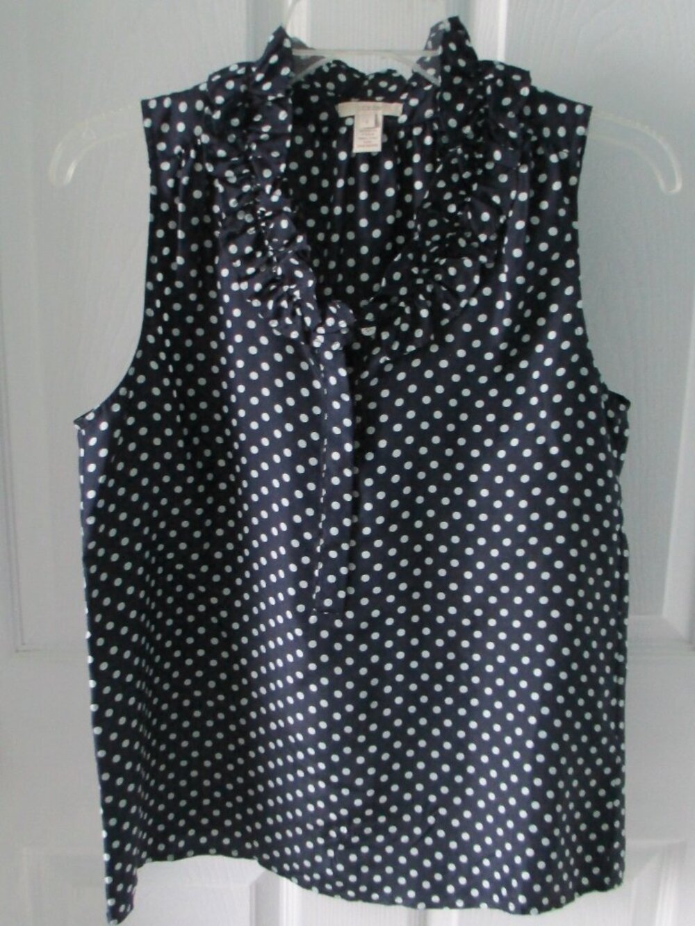 JCrew sleeveless silk top in polka dots